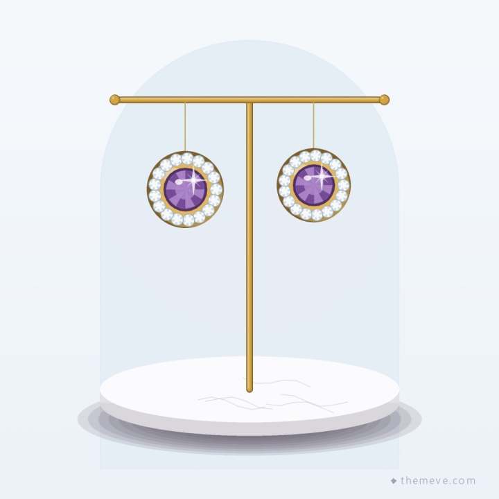 Amethyst Halo Studs